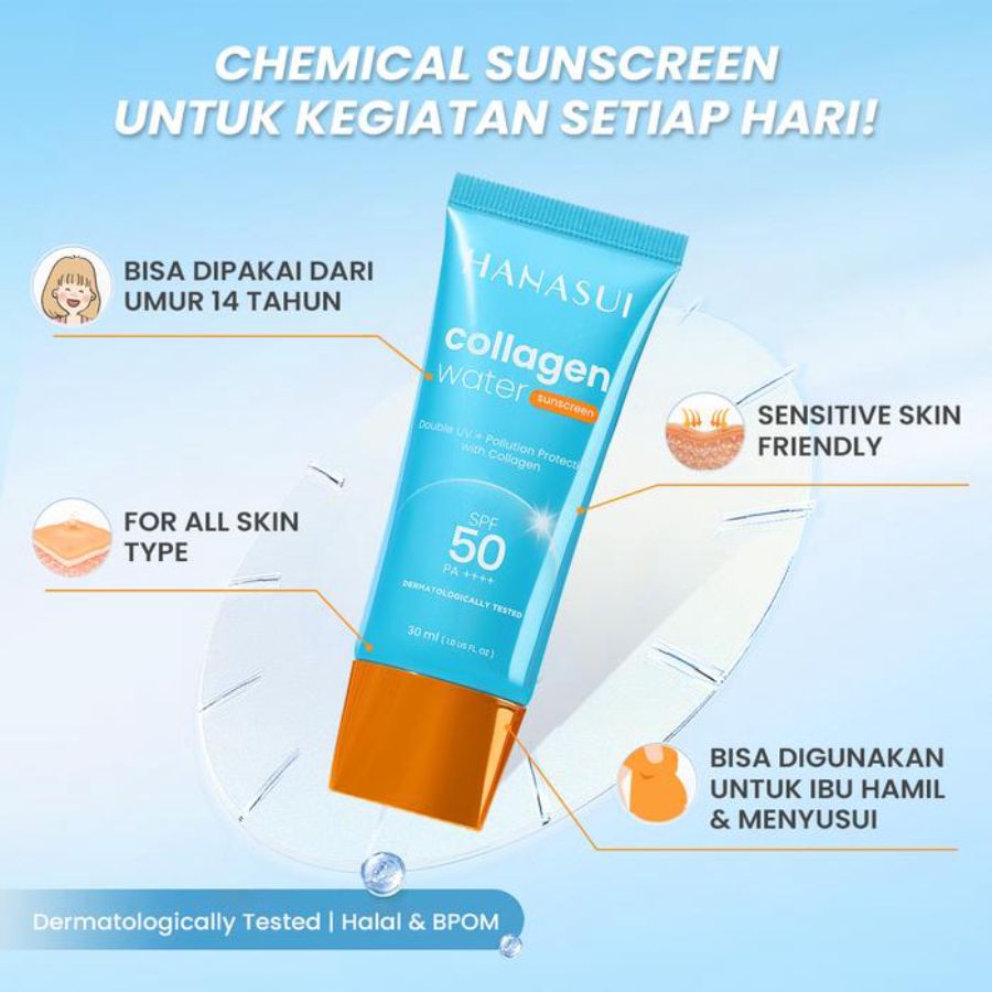 Hanasui Collagen Water Sunscreen SPF 50  30ml