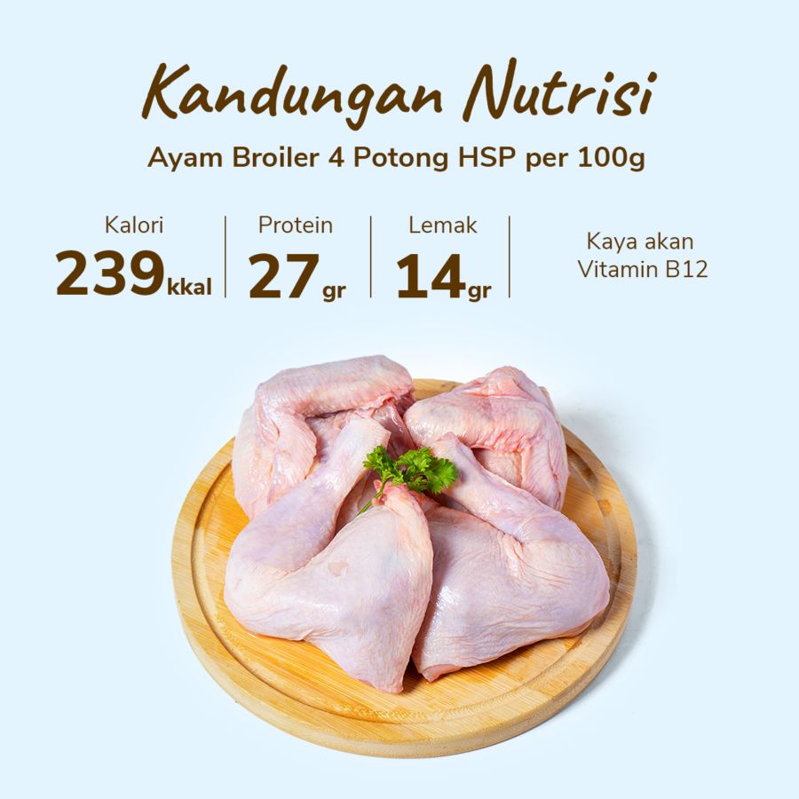 Ayam Broiler 4 Potong HSP 500-600gram