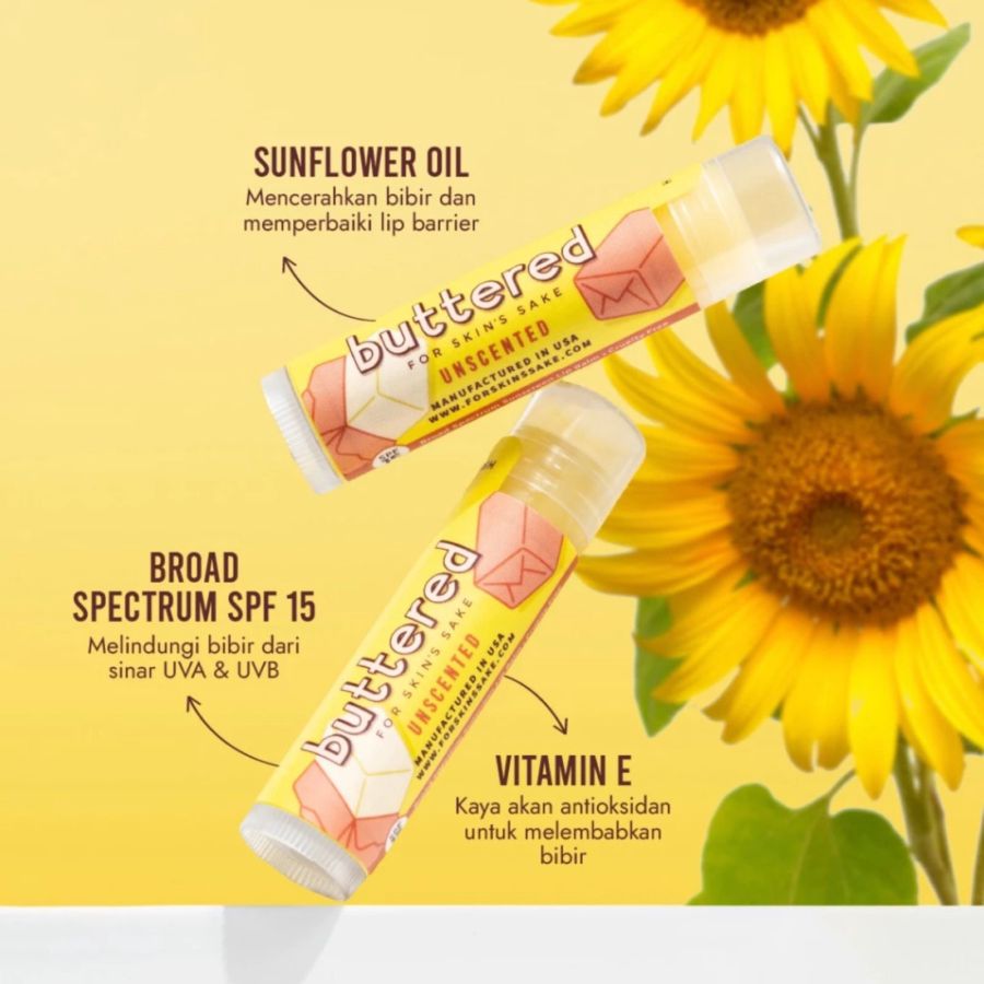 Buttered Premium Unscented SPF 15 Lip Balm 4gram