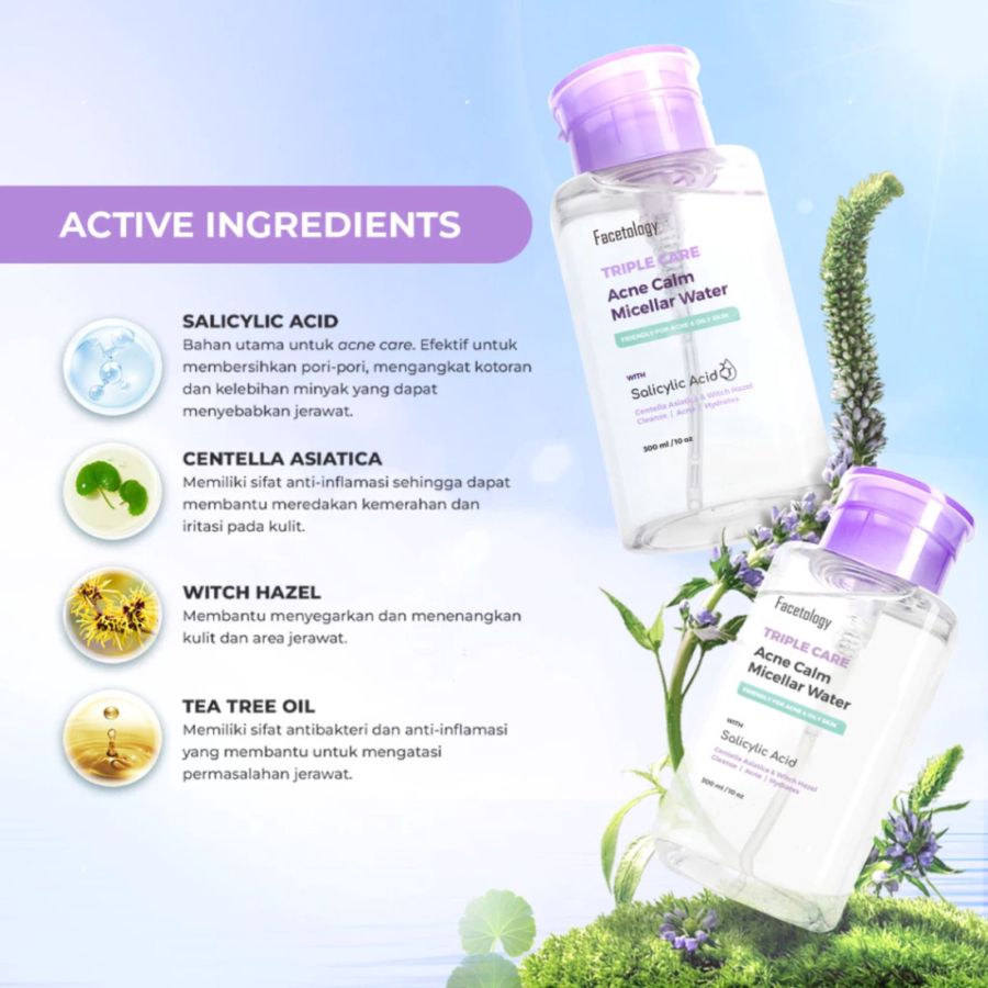 Facetology Triple Care Acne Calm Micellar Water Make Up Remover 300ml
