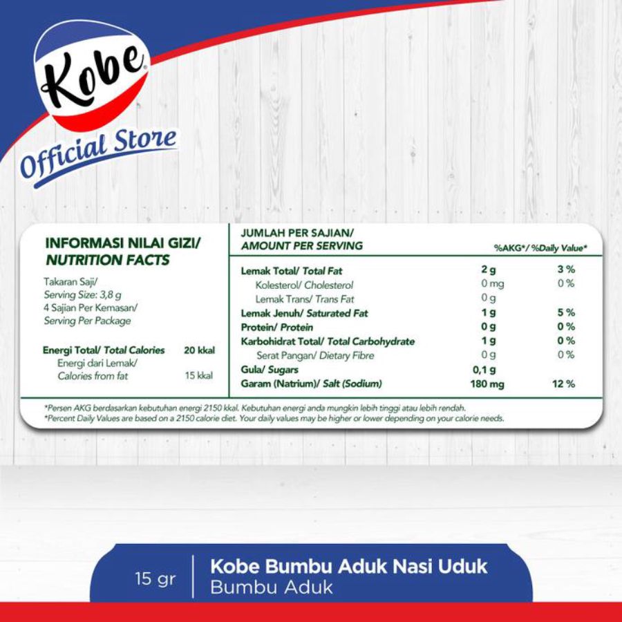 Kobe Bumbu Aduk Nasi Uduk 45gr 3pcs