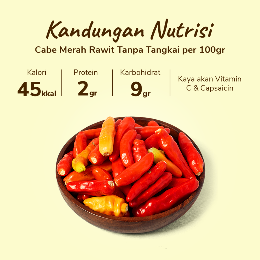 Cabe Merah Rawit Tanpa Tangkai Astro Farm 100gram