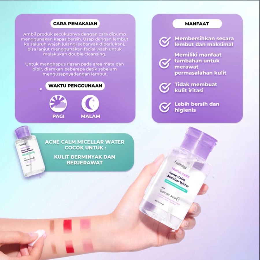 Facetology Triple Care Acne Calm Micellar Water Make Up Remover 300ml