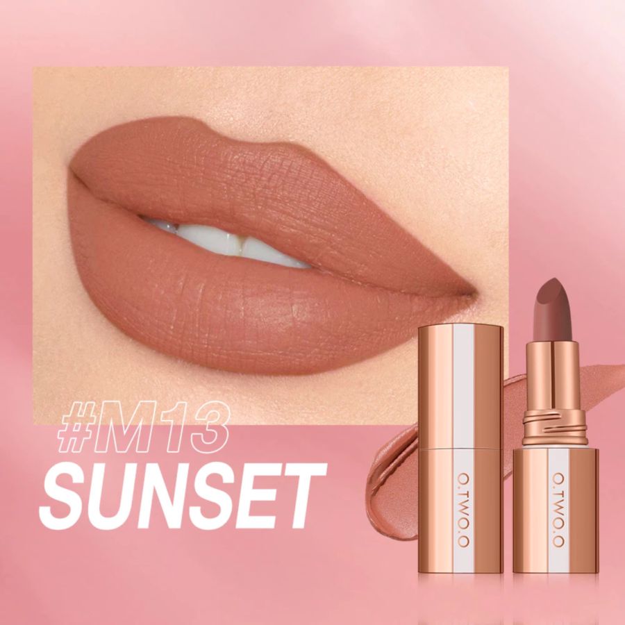 O.TWO.O Matte Misty Kiss Lock Color M13 Sunset Lipstick 3gram