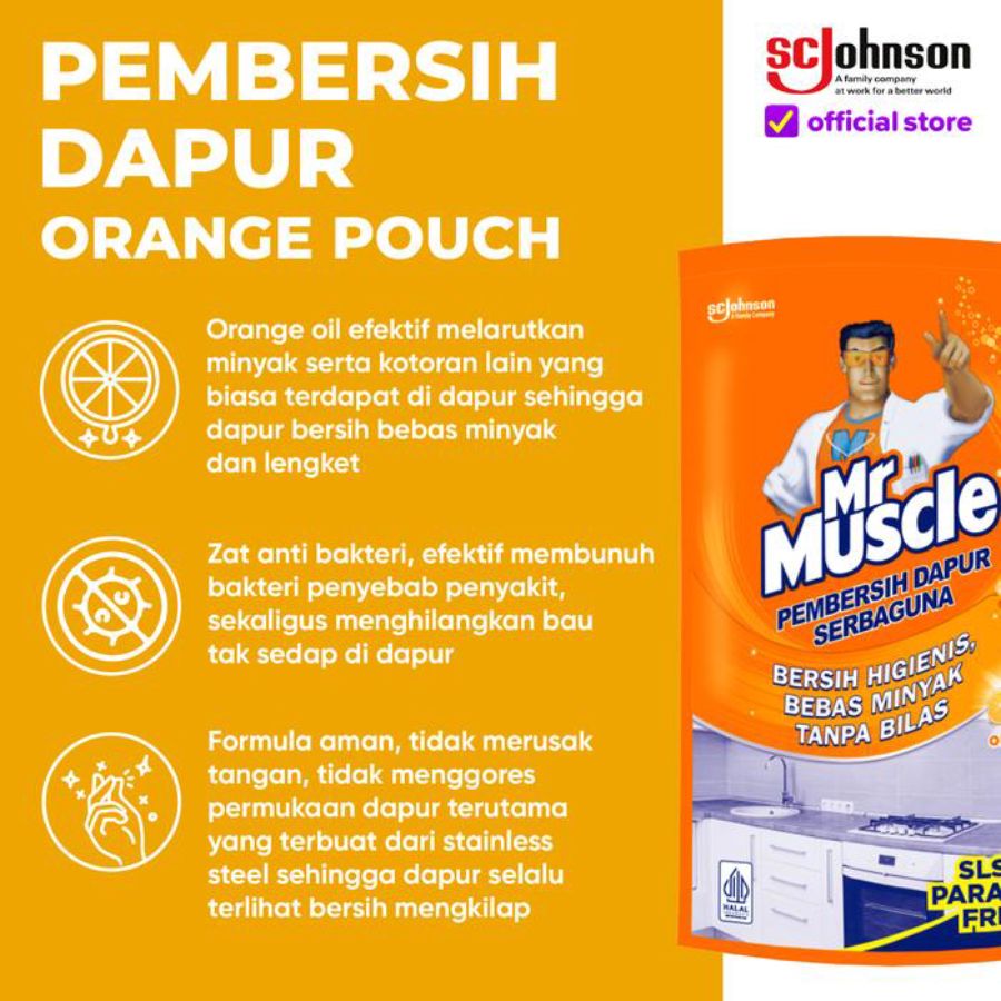 Mr Muscle Pembersih Dapur Serbaguna Orange Pouch 400ml