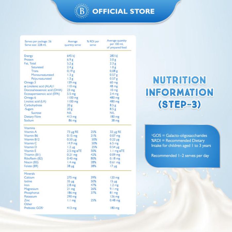 Bellamy's Organic Toddler Milk Drink Step 3 Susu Formula Organik Usia 1 - 3 Tahun 900gram