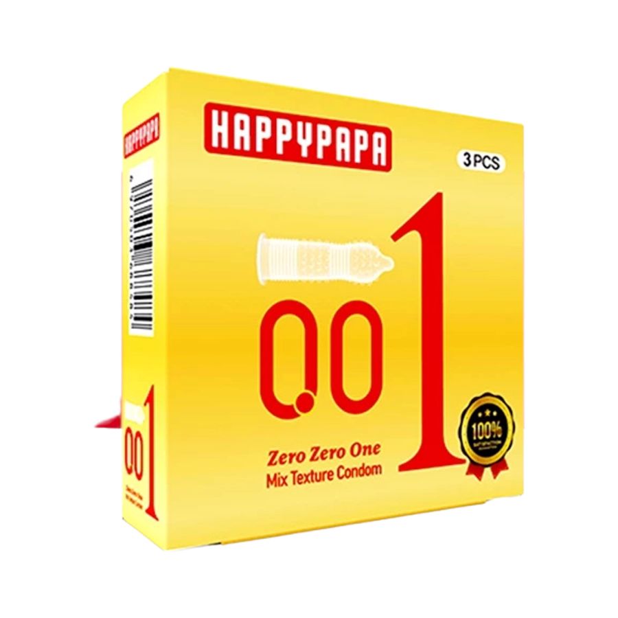 Happypapa 001 Gerigi Pipa Gold Kondom Pria Box Gold 3sachets