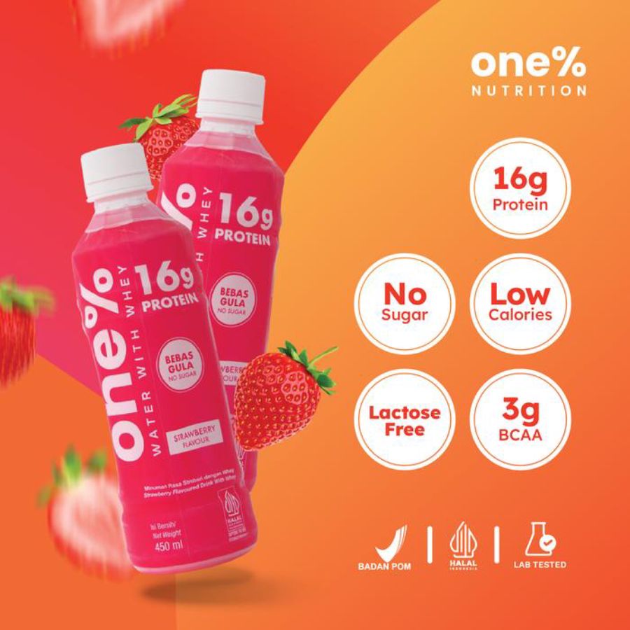One% Nutrition Protein Water Strawberry 450ml