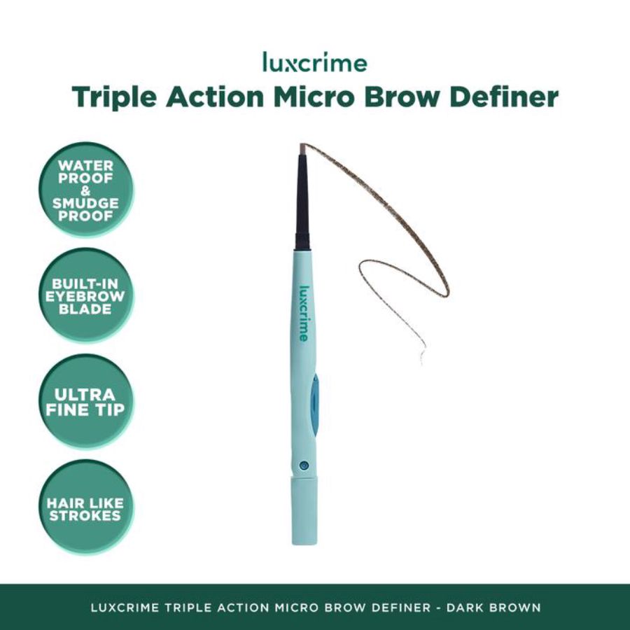 Luxcrime Triple Action Micro Brow Definer Brown Eyebrow Pencil 1pcs
