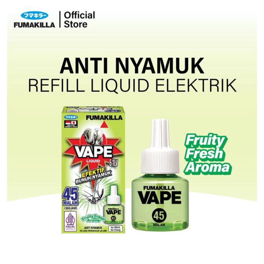 Vape Liquid Elektrik Fruity Fresh 45 Malam Pembasmi Serangga 1pcs