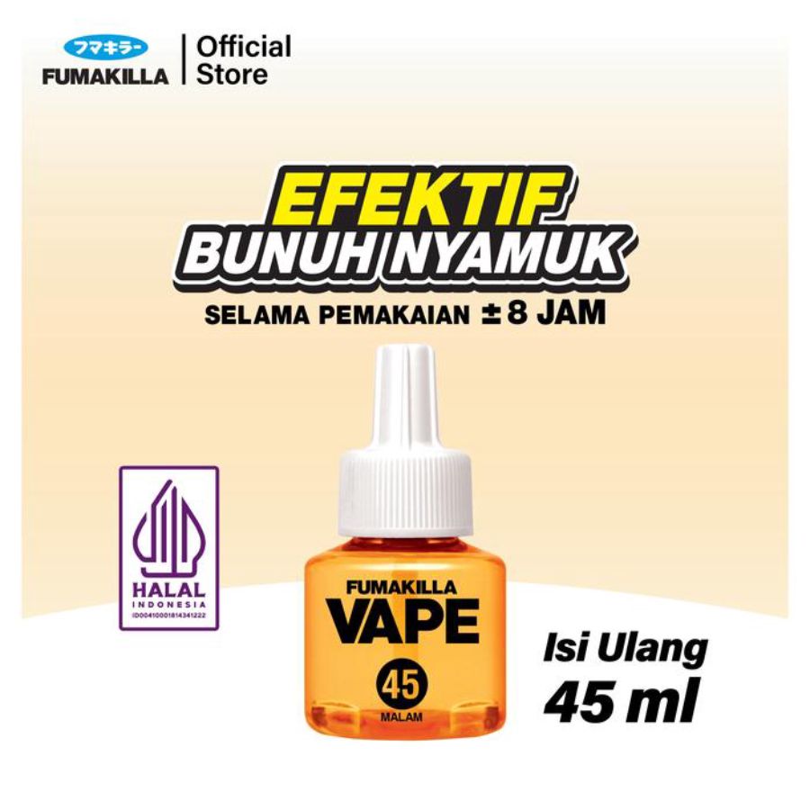 Vape Liquid Elektrik Orange 45 Malam Pembasmi Serangga Refill 1pcs
