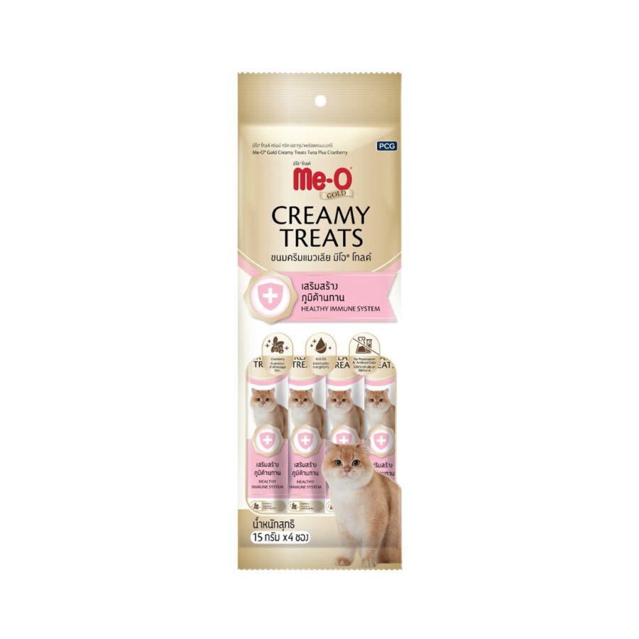 Me-O Gold Creamy Treats Tuna Plus Cranberry Snack Kucing 4sticks x 15gram 1pack 1packs