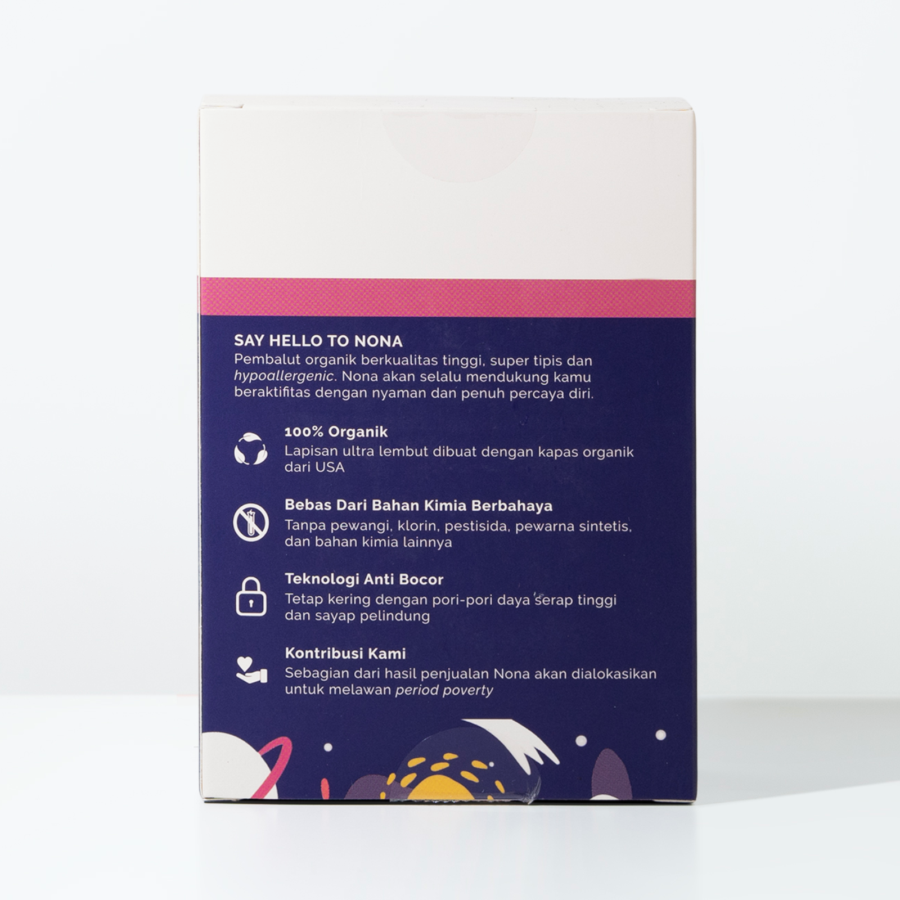 NONA Woman Organic Cotton Overnight Pads 33cm Pembalut Wanita 8pads