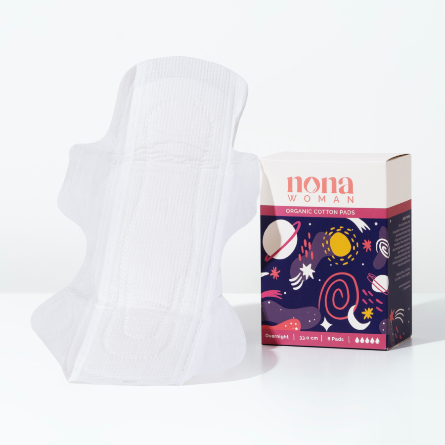 NONA Woman Organic Cotton Overnight Pads 33cm Pembalut Wanita 8pads