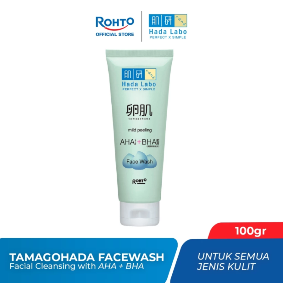 Rohto Hada Labo Tamagohada Mild Peeling AHA + BHA Face Wash 100gram