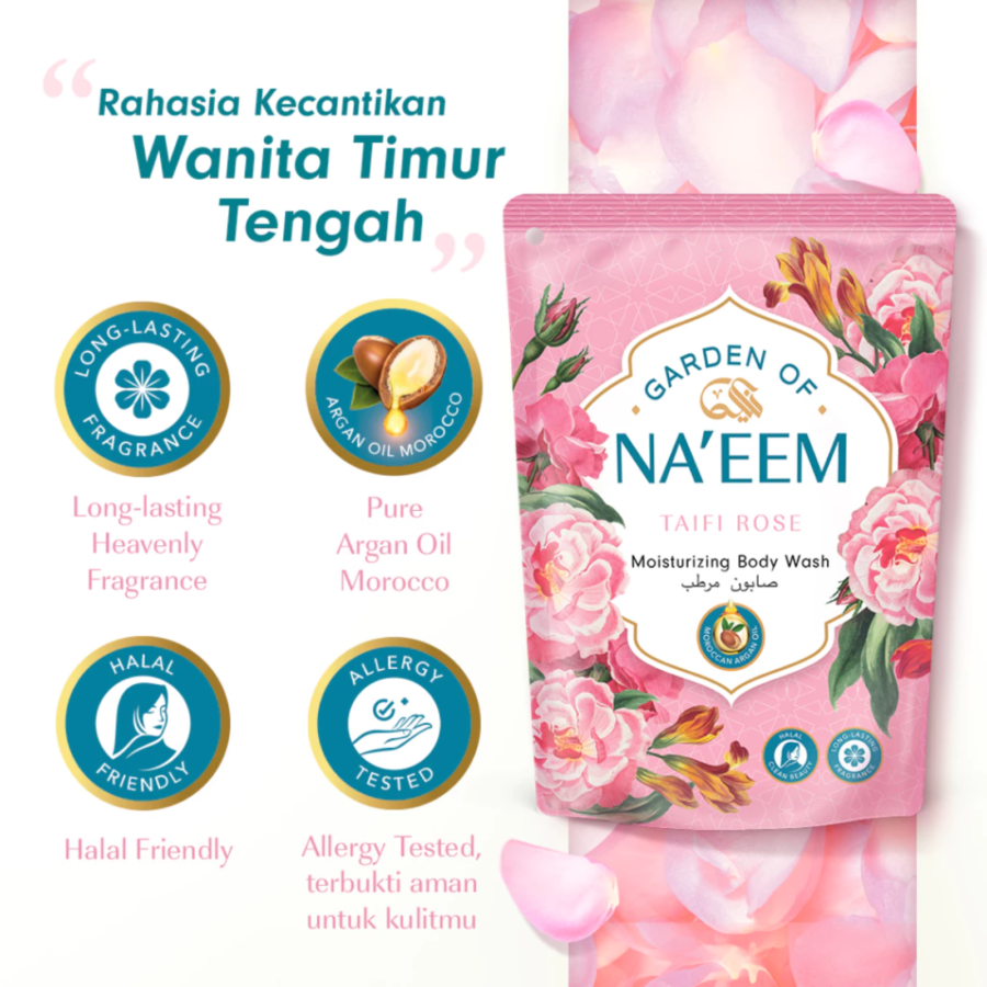 Garden of Naeem Taifi Rose Moisturizing Body Wash Pouch 400ml