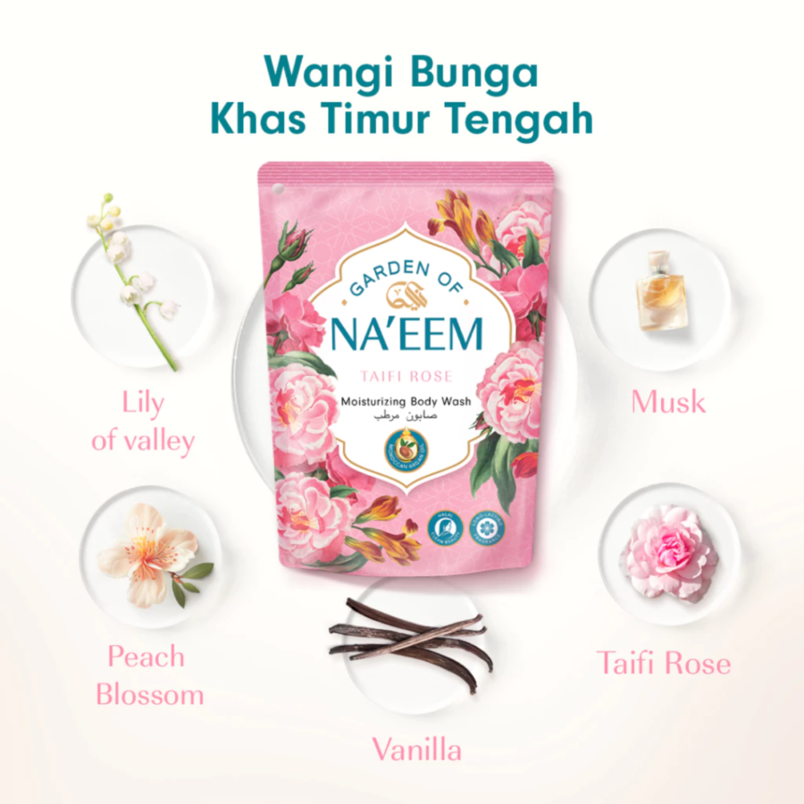 Garden of Naeem Taifi Rose Moisturizing Body Wash Pouch 400ml