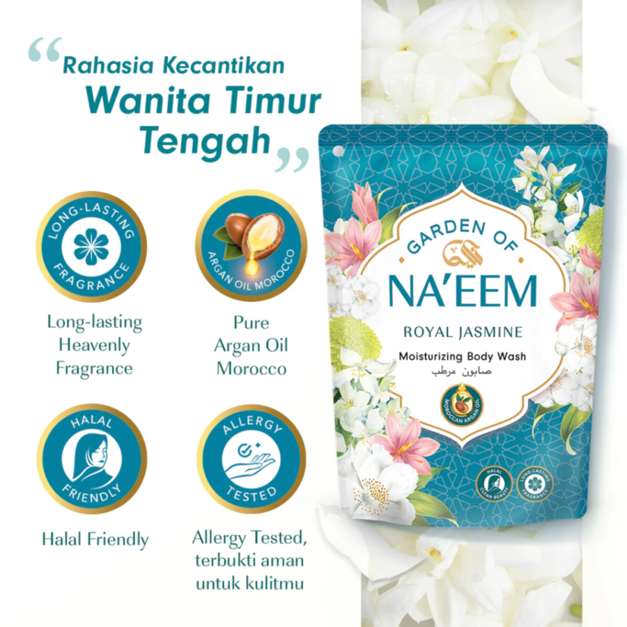 Garden of Naeem Royal Jasmine Moisturizing Body Wash Pouch 400ml