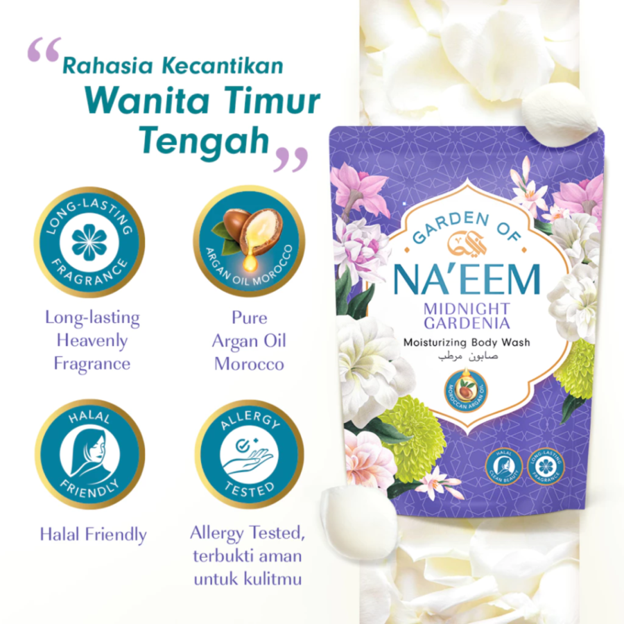 Garden of Naeem Midnight Gardenia Moisturizing Body Wash Pouch 400ml