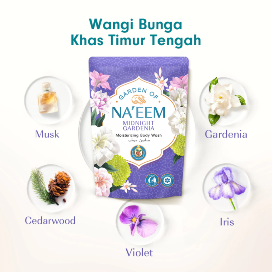 Garden of Naeem Midnight Gardenia Moisturizing Body Wash Pouch 400ml