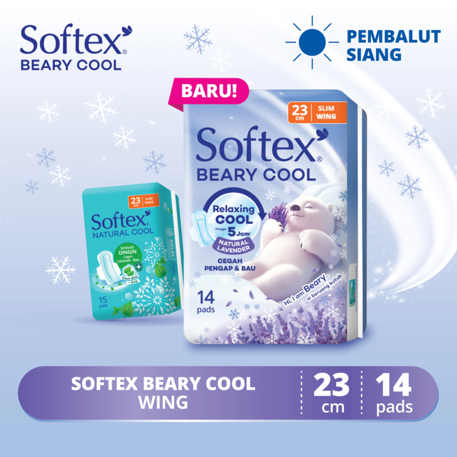 Softex Beary Cool Slim Wing 23 cm Pembalut Kewanitaan 14pads