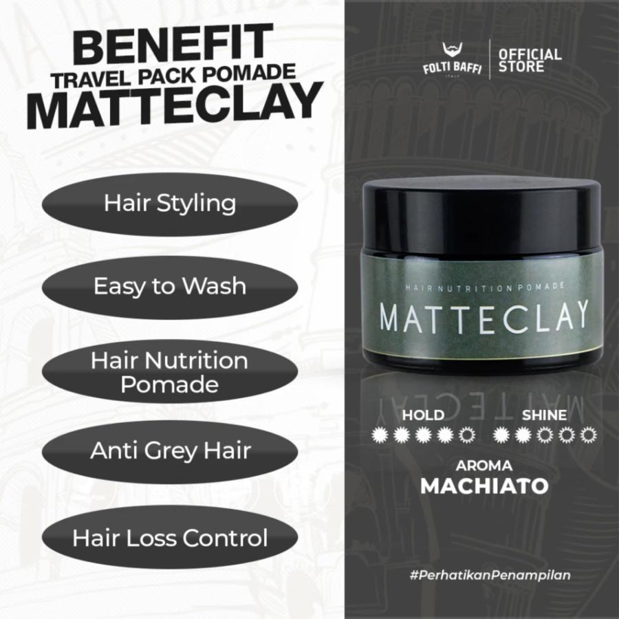 Folti Baffi Matte Clay Hair Nutrition Pomade 80gram