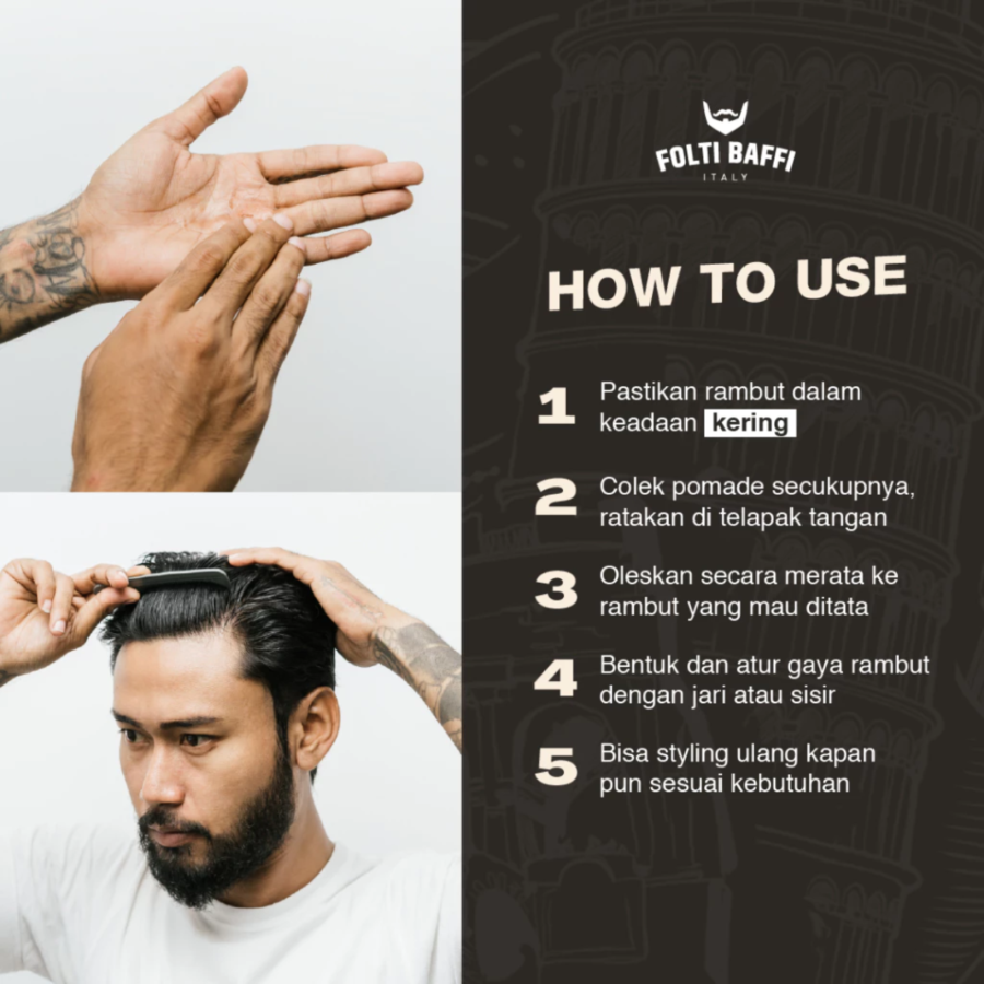 Folti Baffi Hair Nutrition Pomade Waterbased 80gram