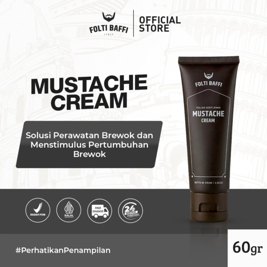 Folti Baffi Mustache Cream Penumbuh Bulu Brewok 60gram