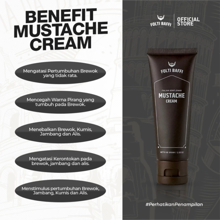 Folti Baffi Mustache Cream Penumbuh Bulu Brewok 60gram