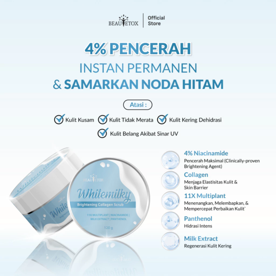 Beautetox Whitemilky Brightening Serum Body Scrub 120gram