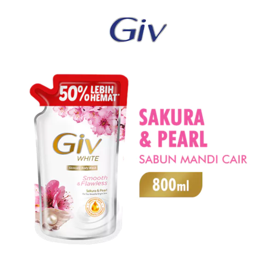 Giv White Smooth & Flawless Sakura & Pearl Body Wash Refill 800ml