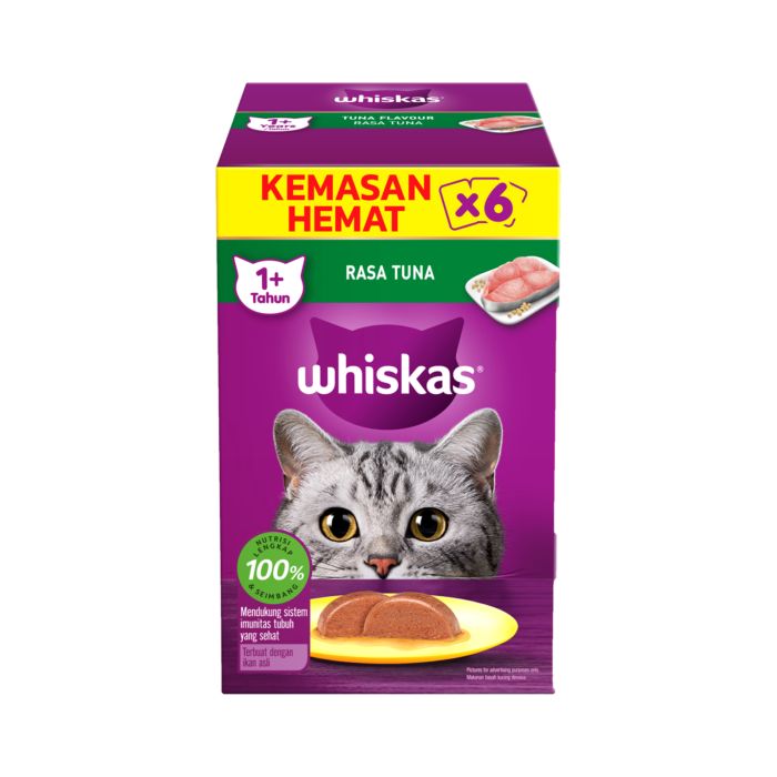 Whiskas Tuna Adult Makanan Kucing Basah 6 sachet x 80 gram