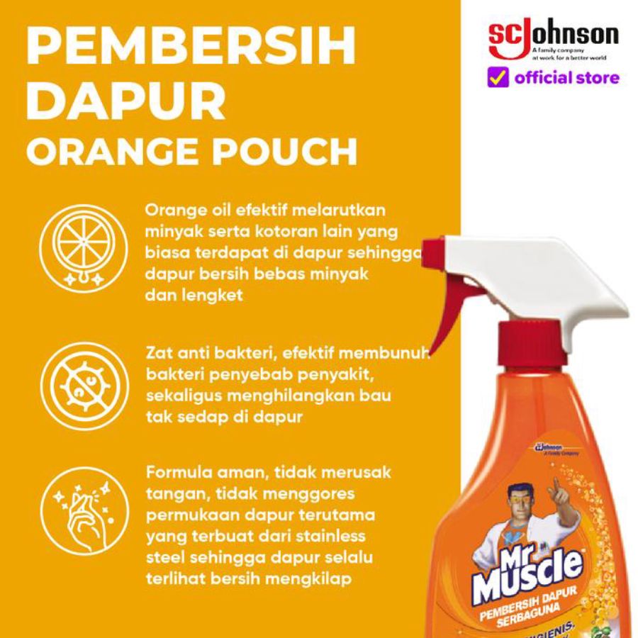 Mr Muscle Kitchen Orange Cairan Pembersih Dapur Serbaguna Spray 500ml