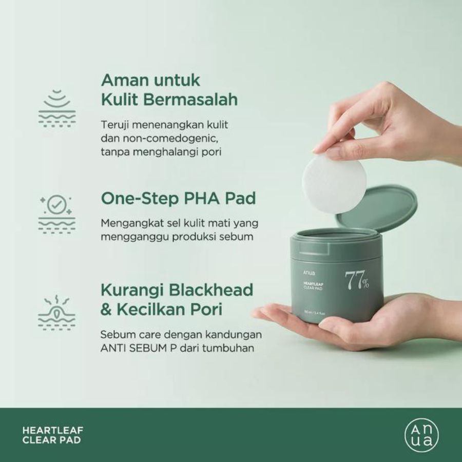 Anua Heartleaf Clear Pad 70 EA Kapas Exfoliasi Pembersih Wajah 160ml