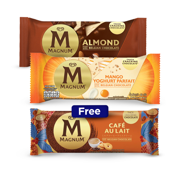 [Bundle] Magnum Almond & Manggo Yoghurt Parfait 80 ml free Magnum Cafe Au Lait 80 ml