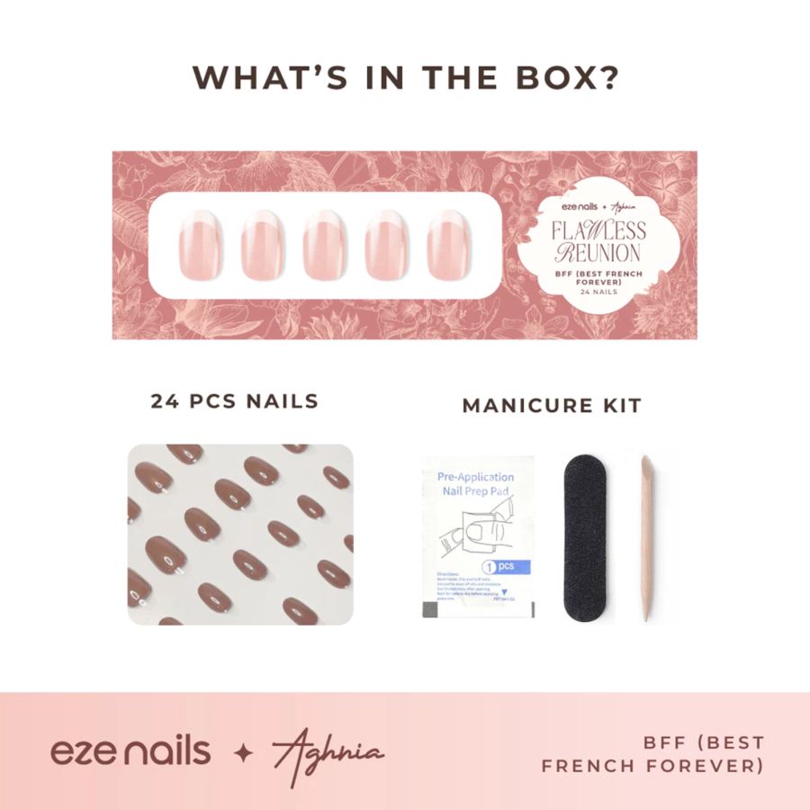 Eze Nails Best French Forever Spot On Manicure Kuku Palsu Tempel 24pcs 11gram