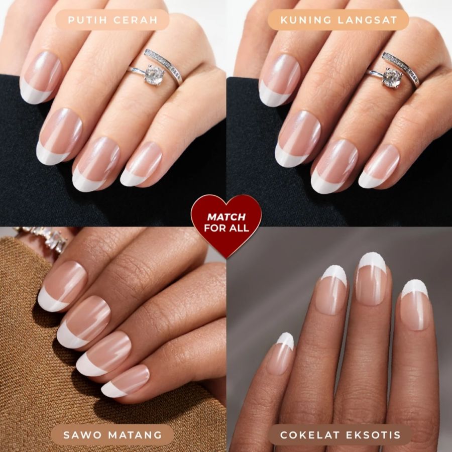 Eze Nails Best French Forever Spot On Manicure Kuku Palsu Tempel 24pcs 11gram