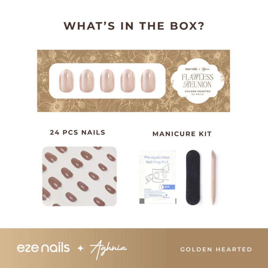 Eze Nails Golden Hearted Spot On Manicure Kuku Palsu Tempel 11gram