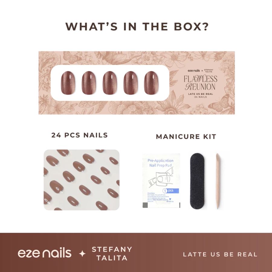 Eze Nails Latte Us Be Real Spot On Manicure Kuku Palsu Tempel 11gram