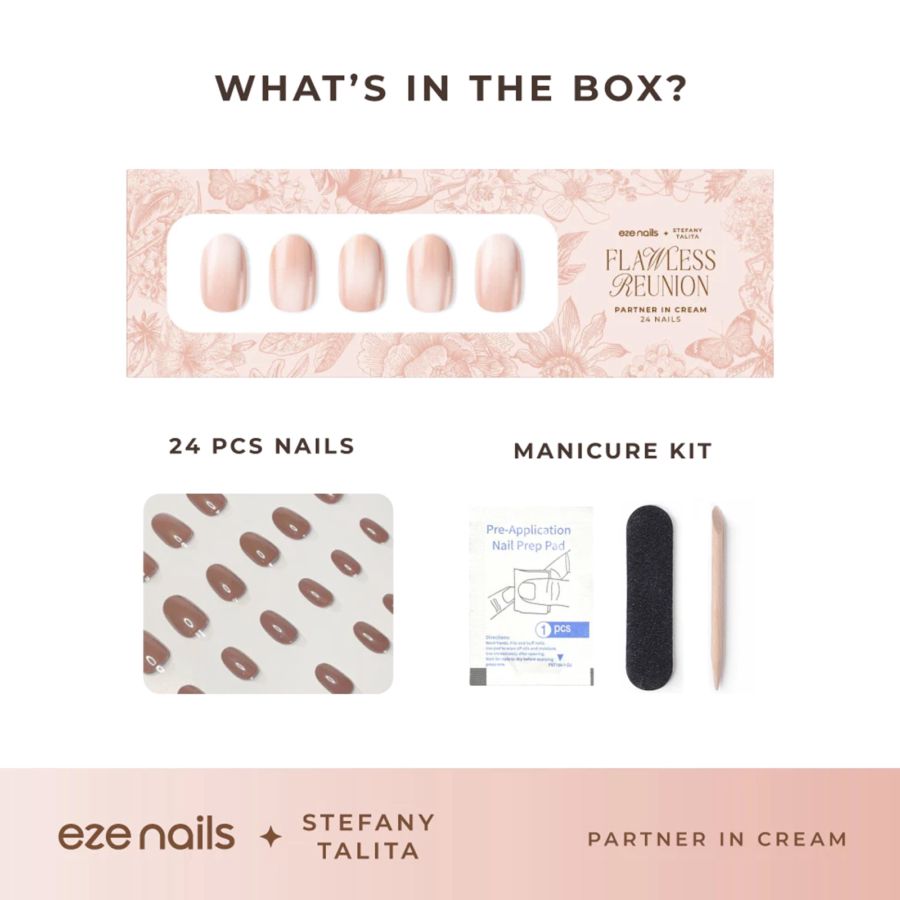 Eze Nails Partner In Cream Spot On Manicure Kuku Palsu Tempel 24pcs 11gram