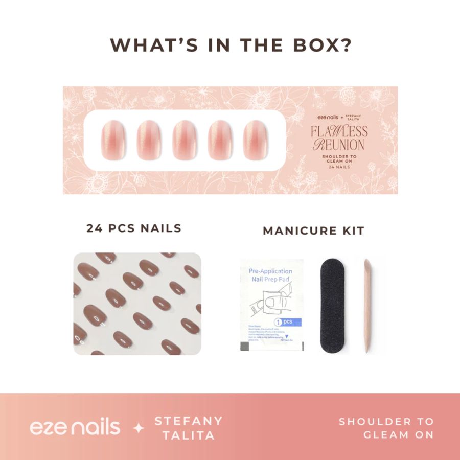 Eze Nails Shoulder To Gleam On Spot On Manicure Kuku Palsu Tempel 24pcs 11gram