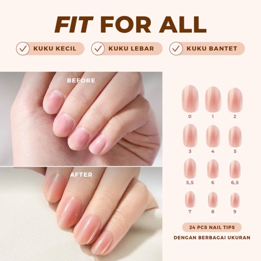 Eze Nails Shoulder To Gleam On Spot On Manicure Kuku Palsu Tempel 24pcs 11gram