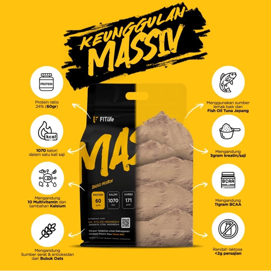 FITlife Massiv Gainer Whey Protein Choco Malt 5lbs 2260gram