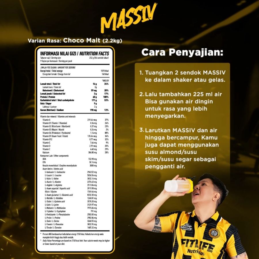 FITlife Massiv Gainer Whey Protein Vanilla 5lbs 2260gram