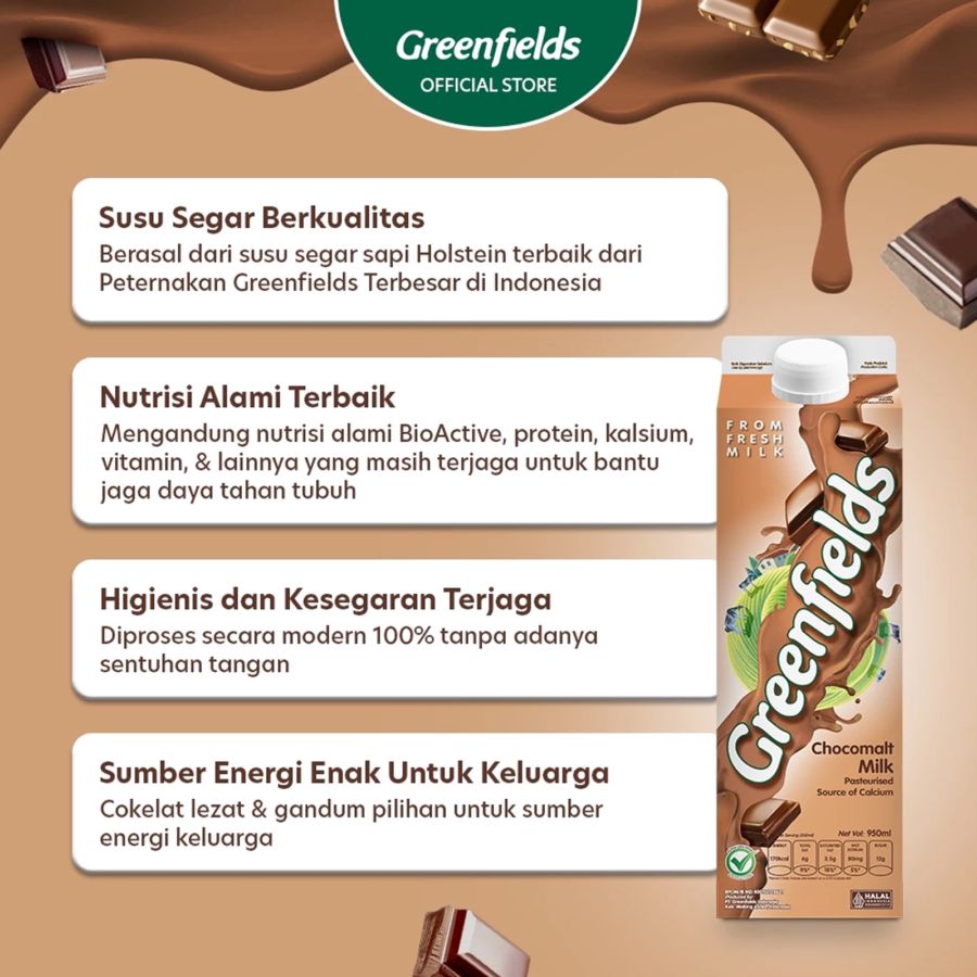 Greenfields Fresh Milk Chocomalt 950ml