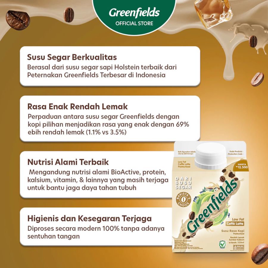 Greenfields Fresh Milk Cafe Latte Low Fat 320ml