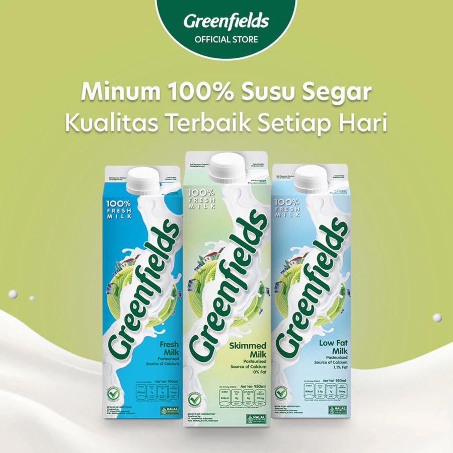 Greenfields Fresh Milk Skimmed 950ml