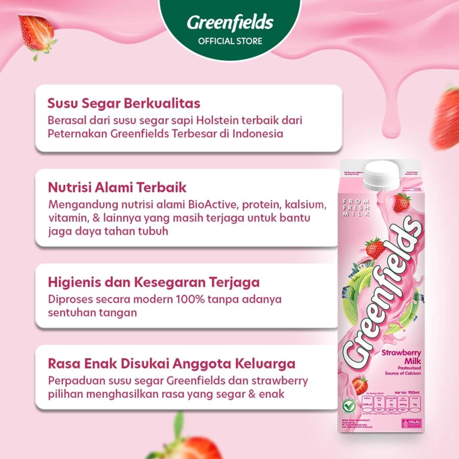 Greenfields Fresh Milk Strawberry 950ml