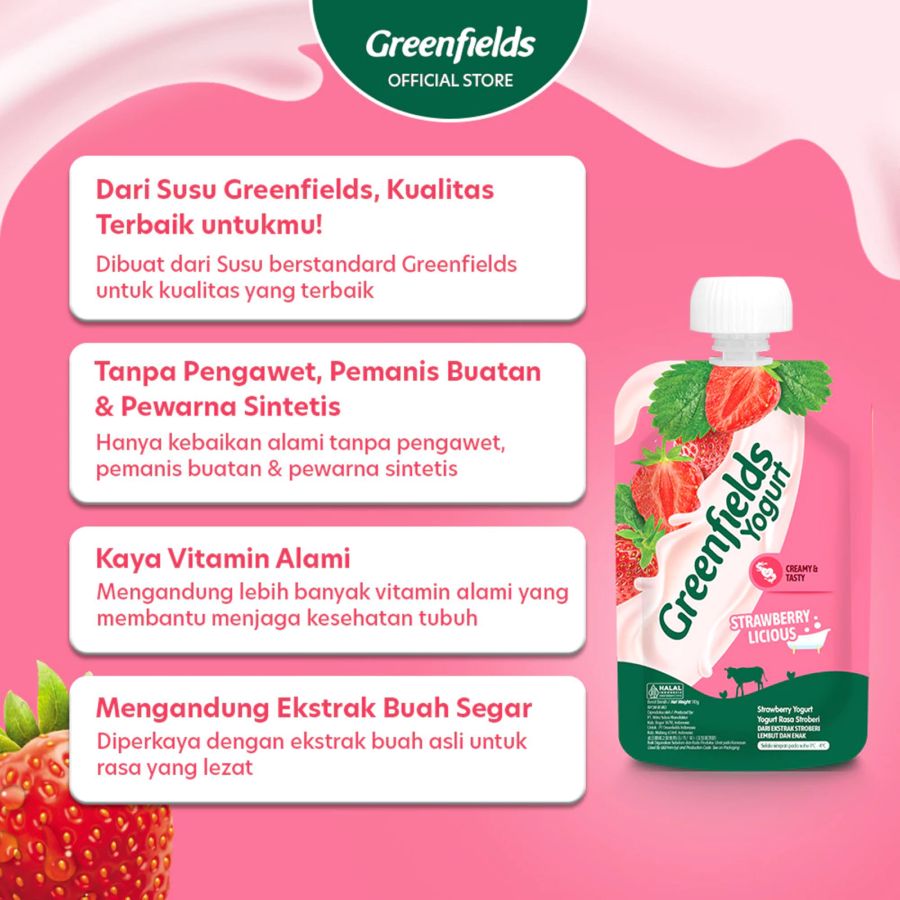 Greenfields Strawberry Yogurt Pouch 110gram