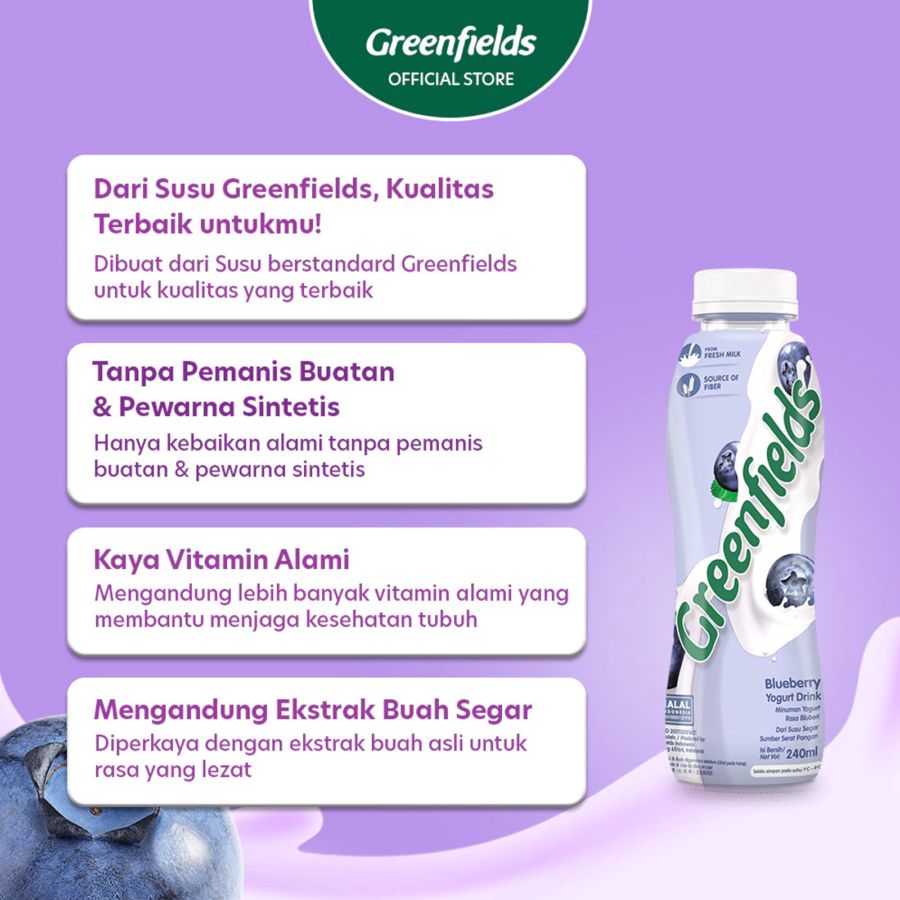 Greenfields Yogurt Drink Blueberry 240ml
